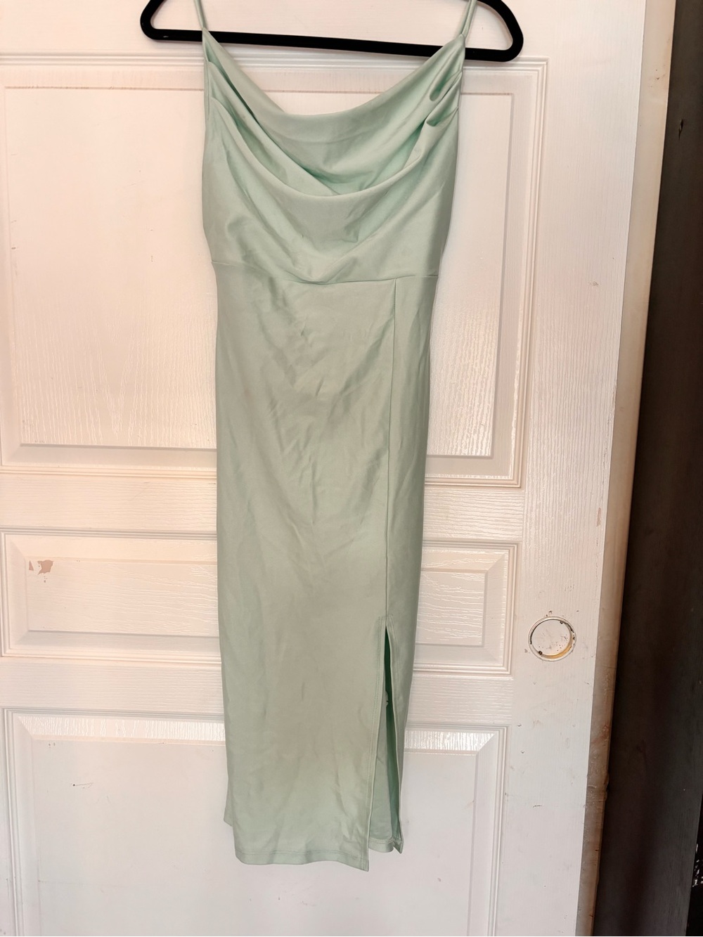 Cowl Neck Midi Slip Dress in Mint Green